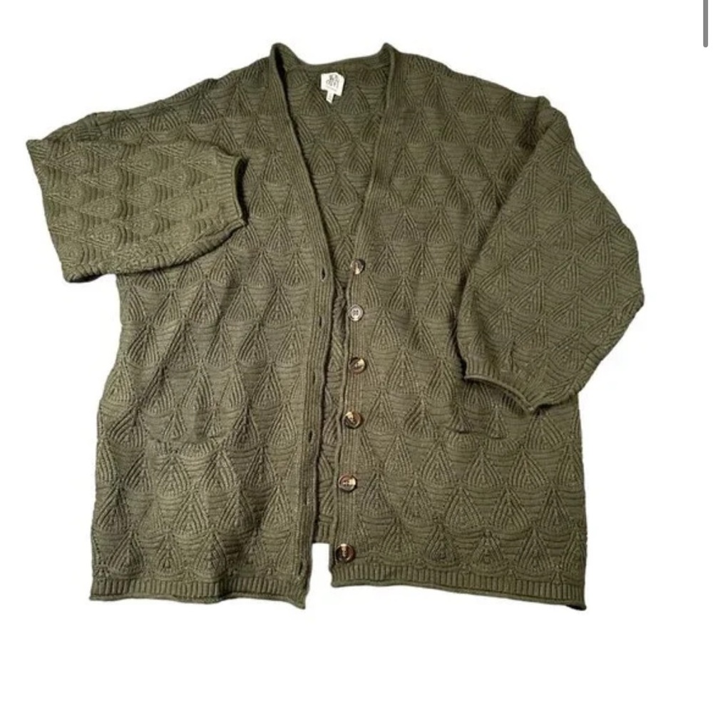 ANTHROPOLOGIE | DRA Textured Oversized Cardigan | Forest Green | XS | 21 PTP